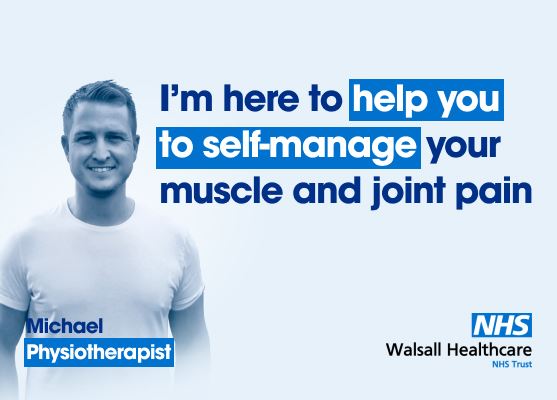 Image with text - I'm here to help you to self-manage your muscle and joint pain. 